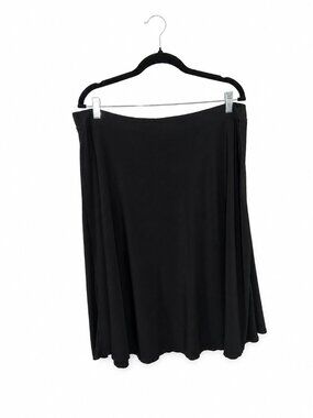 George Black Pull-On A-Line Flare Midi Skirt Women's Classic Stretch Career
